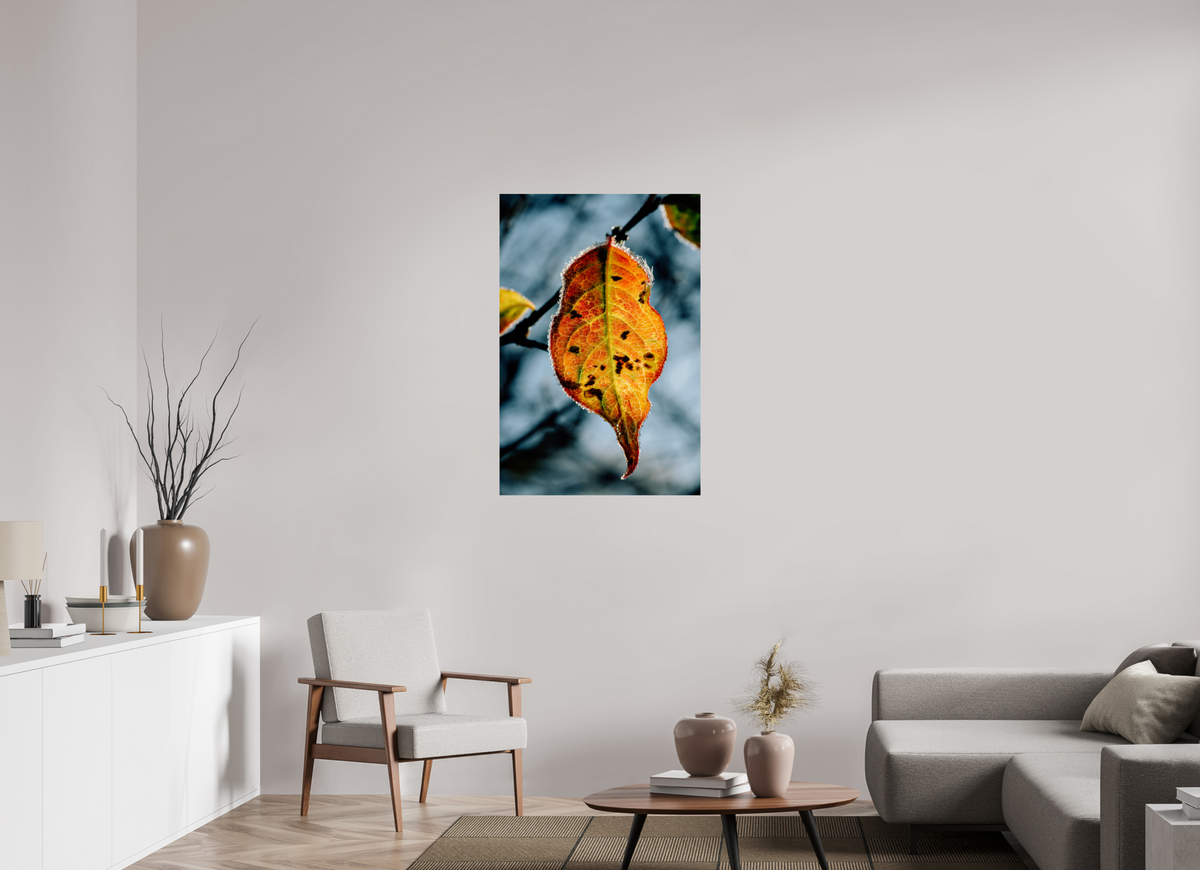 70 x 105 cm, Tirage photo métallisé sur papier Fuji Crystal Pearl Feuille orange d'hiver